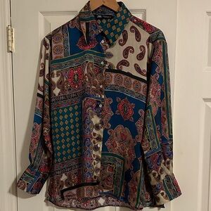 Zara Women's Multicolor Paisley Blouse